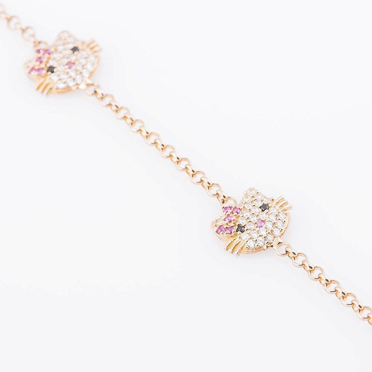 Детский золотой браслет с котиками б01310 от ювелирного магазина Оникс - 2