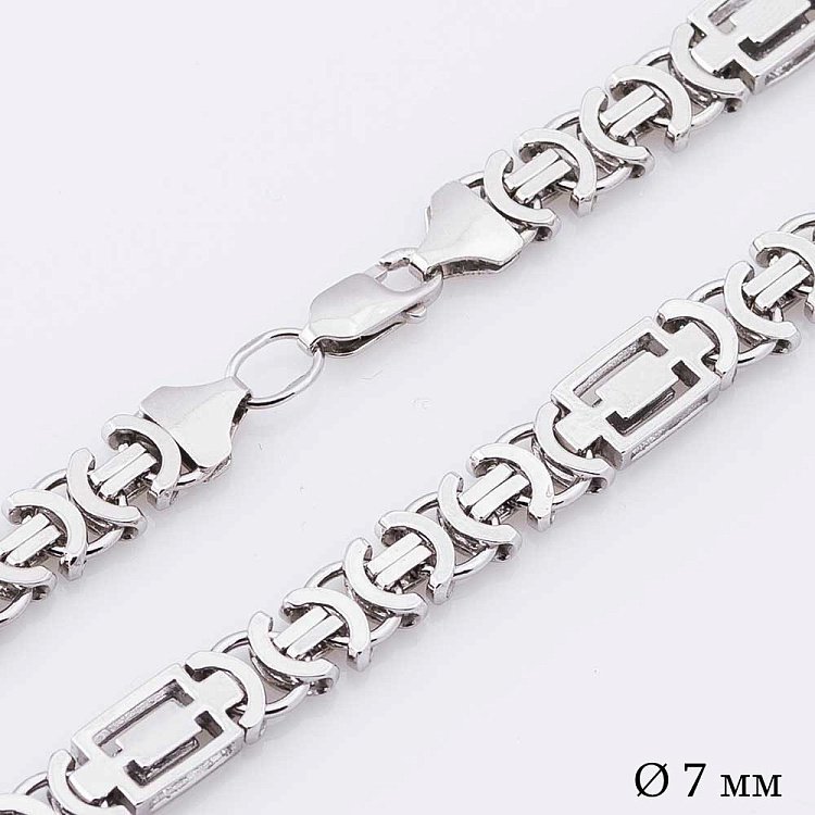 Серебряная родированная цепочка плетение Евро прямая Р011712 от ювелирного магазина Оникс