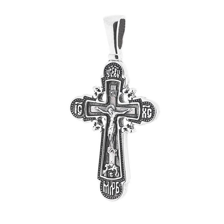 Православный серебряный крест с чернением 131054 от ювелирного магазина Оникс - 2