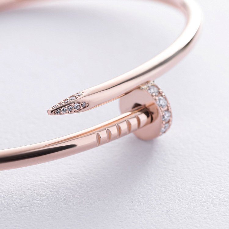 Жорсткий золотий браслет "Цвях" (діаманти) бб0037м від ювелірного магазину Онікс - 4