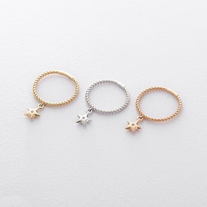 Золотое кольцо "Звезда" (фианит) к06113 №4