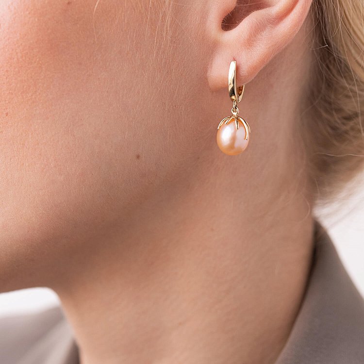 Золотые серьги (культ. пресн. жемчуг) с07364 от ювелирного магазина Оникс - 4