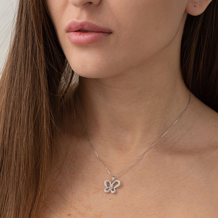 Золотая подвеска "Бабочка" с бриллиантами кит174 от ювелирного магазина Оникс - 1