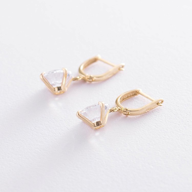 Сережки "Захоплення" з фіанітами в жовтому золоті с05703f від ювелірного магазину Онікс - 2