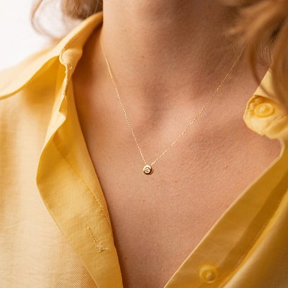 Жіноче кольє з жовтого золота (фіаніт) кол00600 №2