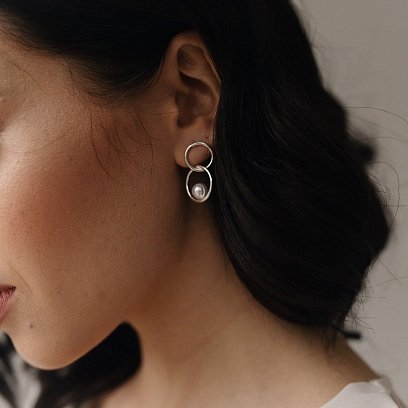 Срібні сережки "Муза" (перли) 122664 №6