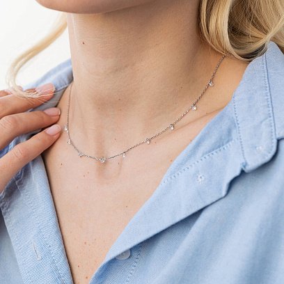 Срібне кольє з фіанітами 181206 №2