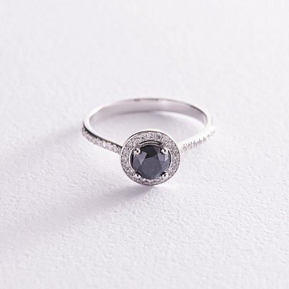 Золота каблучка з чорним і білими діамантами 229581122 №3