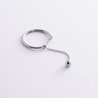 Серебряное кольцо "Шарик на цепочке" 1024 №4