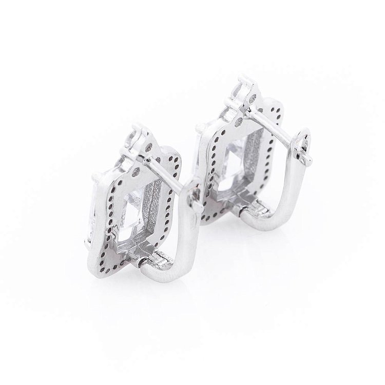 Серебряные серьги с фианитами (родий) 121945 от ювелирного магазина Оникс - 1