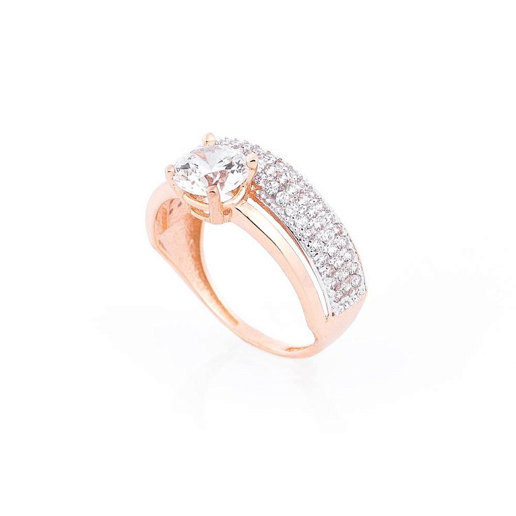 Золота каблучка з фіанітами к05374 від ювелірного магазину Онікс - 2