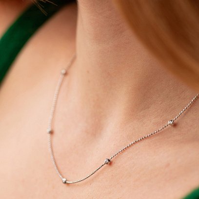 Колье "Шарики" в белом золоте кол02451 №4