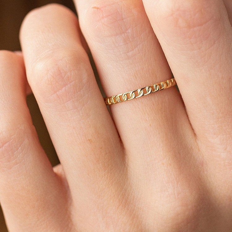 Кольцо "Цепочка" в желтом золоте к07132 от ювелирного магазина Оникс - 4