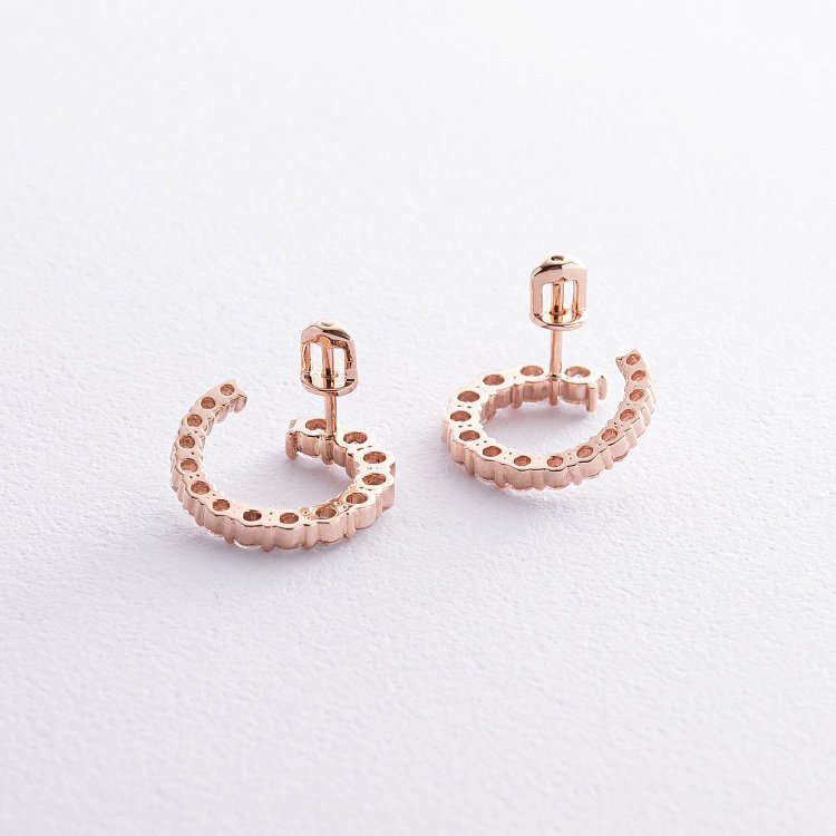 Серьги - пусеты "Саманта" с фианитами (красное золото) с08448 от ювелирного магазина Оникс - 6