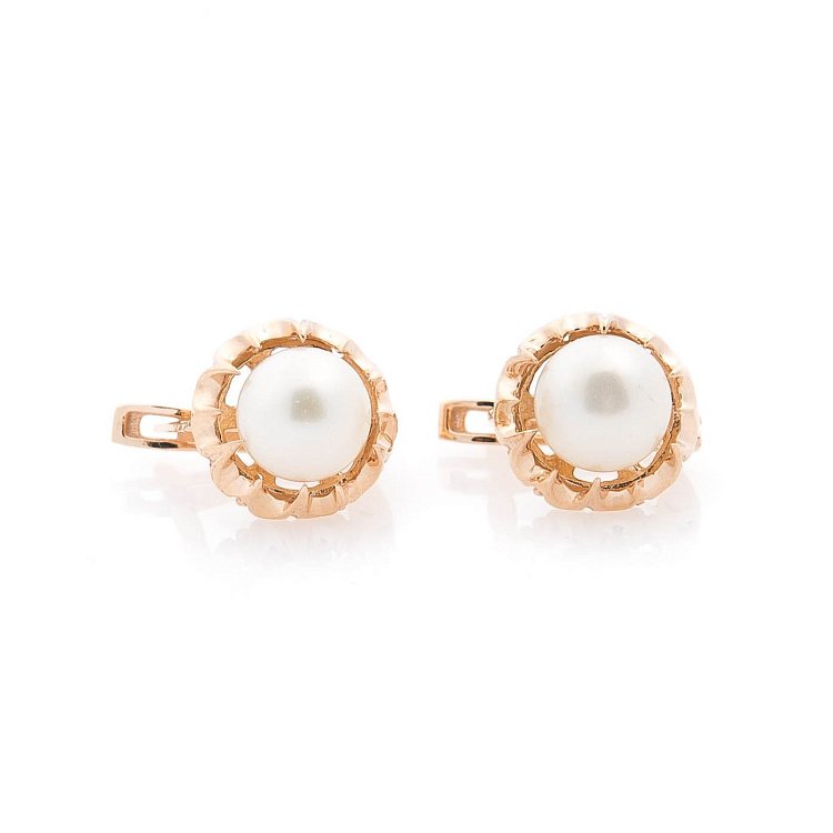 Золоті сережки з культ. прісн. перлами с05235 від ювелірного магазину Онікс