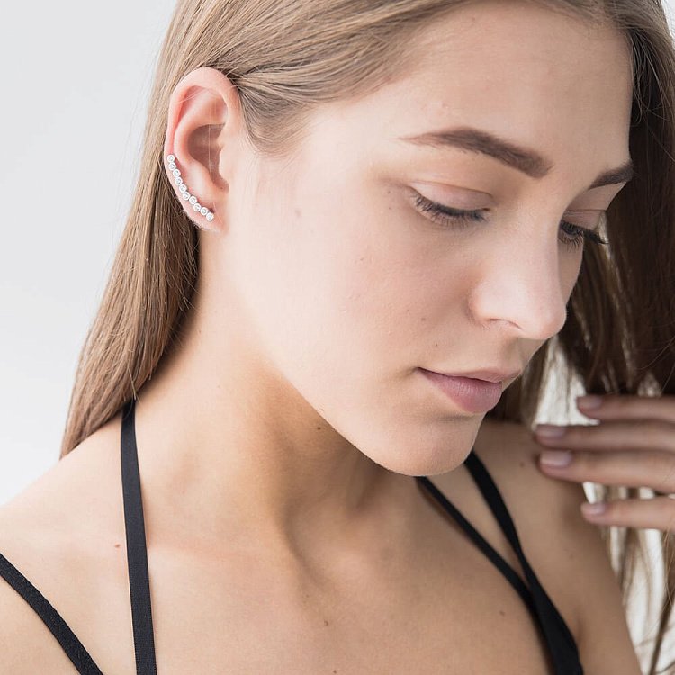 Срібні сережки з фіанітами 121634 від ювелірного магазину Онікс - 6