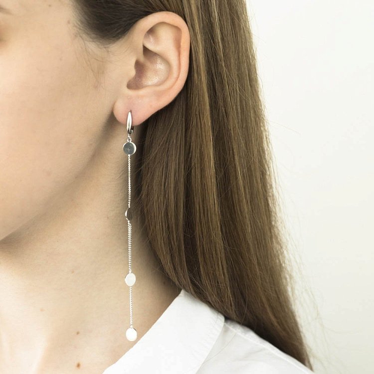 Срібні сережки з кружечками 122297 від ювелірного магазину Онікс - 2