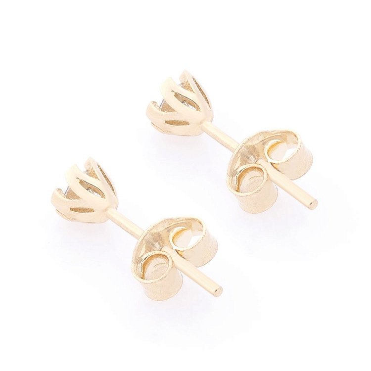 Золоті сережки-пусети з фіанітами с05842 від ювелірного магазину Онікс - 2