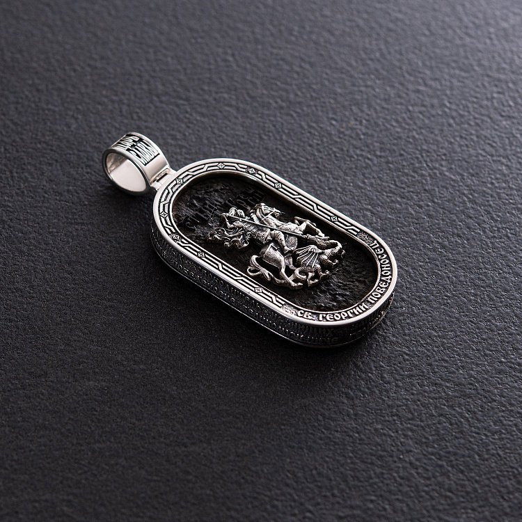 Серебряный кулон "Св. Георгий Подебедоносец" с эбеновым деревом 950 от ювелирного магазина Оникс - 5