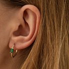 Золотые серьги - кольца "Аннабель" с зелеными фианитами с08500 от ювелирного магазина Оникс - 4