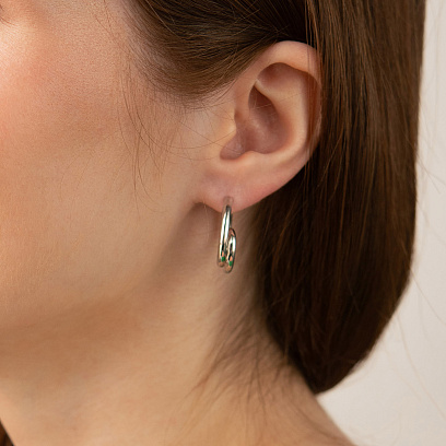 Серьги - кольца "Kristy" в серебре 7288 №12