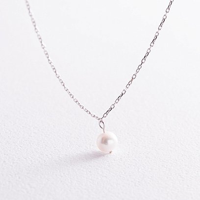 Колье с жемчужиной (белое золото) кол02400