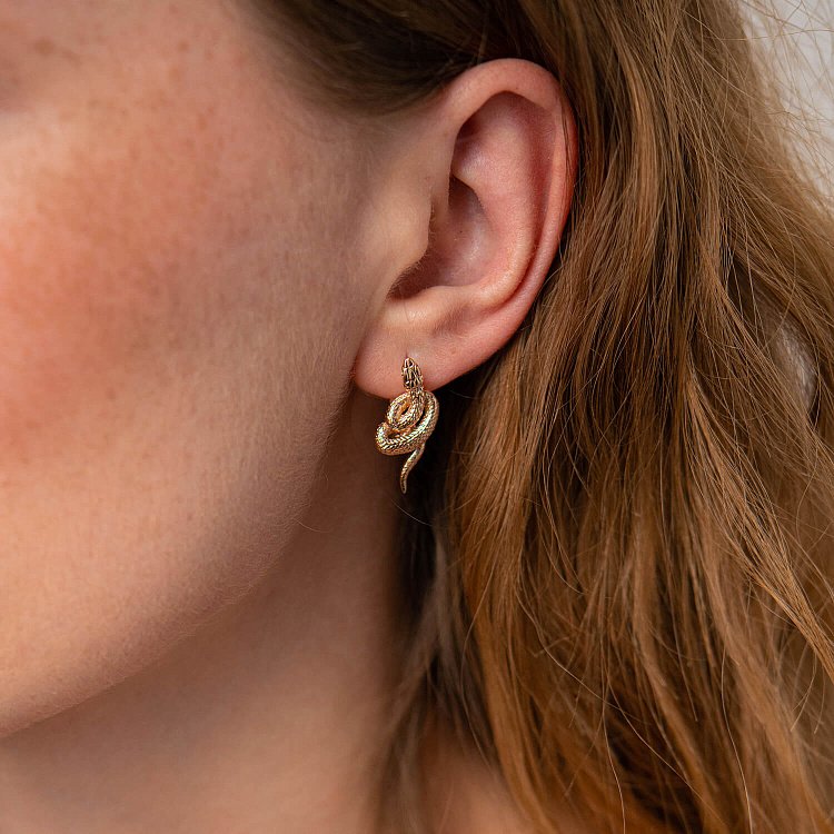 Золоті сережки "Змії" с07915 від ювелірного магазину Онікс - 1