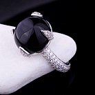 Женское кольцо с ониксом и фианитами (родий) 111642 от ювелирного магазина Оникс - 1