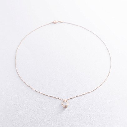 Золоте кольє із заручальною каблучкою (фіаніт) кол01738