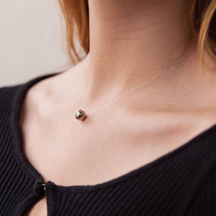 Золотое колье Шарик на леске кол01303 от ювелирного магазина Оникс - 7