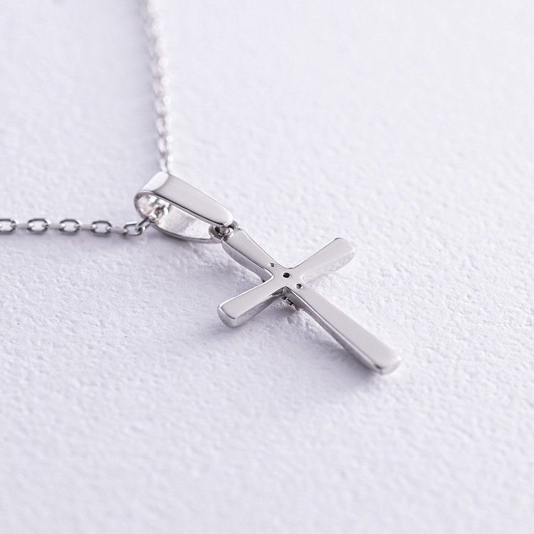 Золотое колье "Крестик" с фианитами кол02196 от ювелирного магазина Оникс - 4