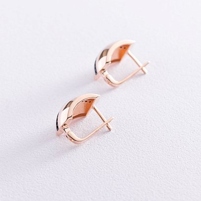 Золотые серьги с черными фианитами с06839 №3