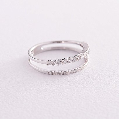 Подвійна каблучка в білому золоті з діамантами кб0450ca №4