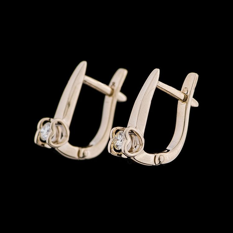 Золоті сережки з діамантами е0692ж від ювелірного магазину Онікс - 1