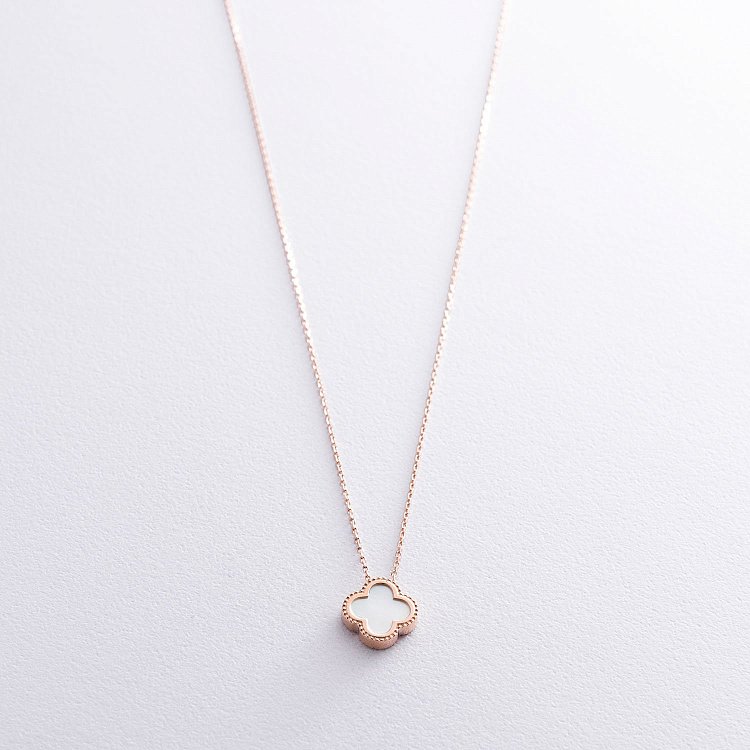 Кольє "Конюшина" в червоному золоті (перламутр) кол01698 від ювелірного магазину Онікс