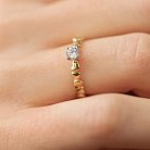 Золотое помолвочное кольцо c сердечками (фианит) к07643 от ювелирного магазина Оникс - 3