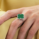 Кольцо "Клевер" с малахитом (белое золото) к07000 от ювелирного магазина Оникс - 3