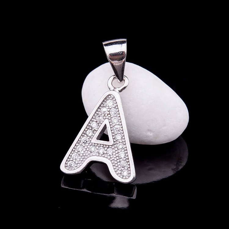Серебряная подвеска "Буква А" с фианитами 132212 А от ювелирного магазина Оникс - 3