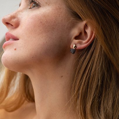 Золоті сережки з коричневими фіанітами с06135 №2