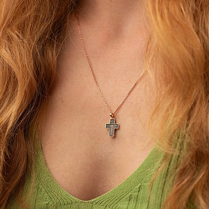 Золотой крестик (чернение) п03250 №4