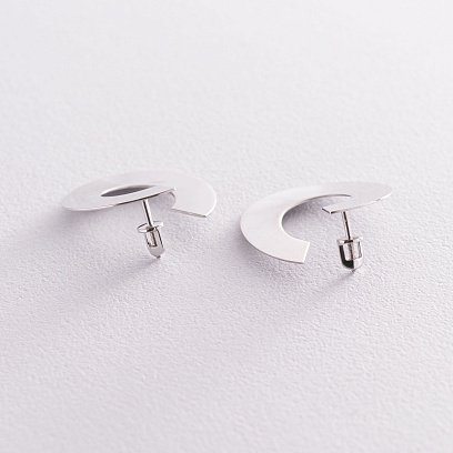 Серьги-пусеты "Головокружение" в белом золоте с06679 №8