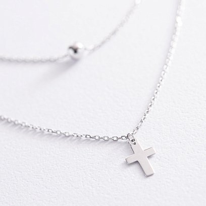 Двойное золотое колье "Шар и крестик" кол01923 №3