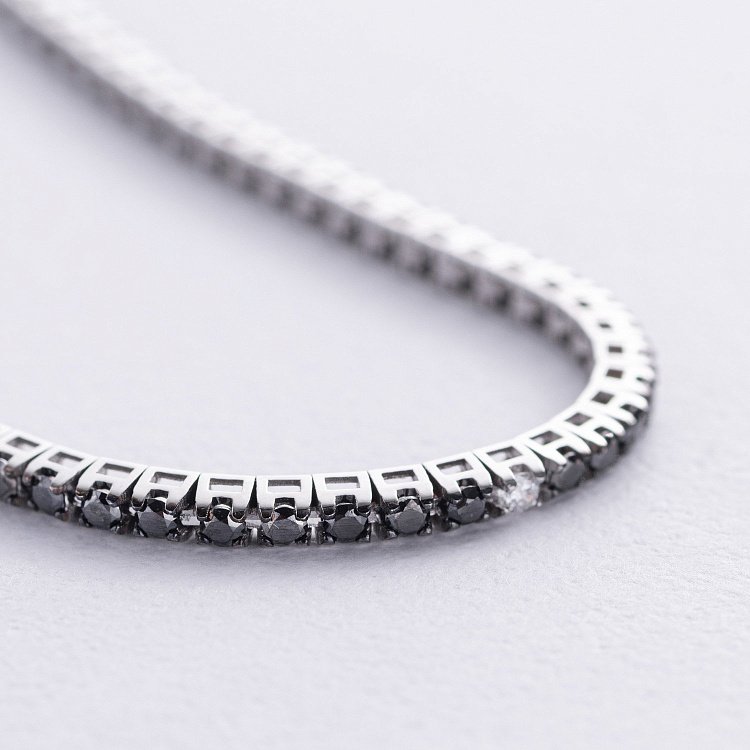 Браслет Теннис в белом золоте с черными и белыми бриллиантами 539261222 - 2 Браслет Теннис в белом золоте с черными и белыми бриллиантами 539261222 от ювелирного магазина Оникс - 2