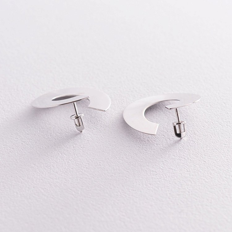 Серьги-пусеты "Головокружение" в белом золоте с06679 от ювелирного магазина Оникс - 7