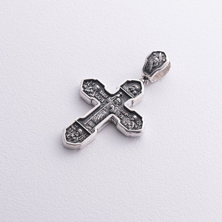 Православний хрест "Розп'яття Христове з деісусом. Ангел Хранитель. Образ Пресвятої Богородиці "Казанська" (чорніння) 132858 від ювелірного магазину Онікс - 3