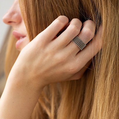 Каблучка "Рейчел" з кульками (біле золото) к07356 №6