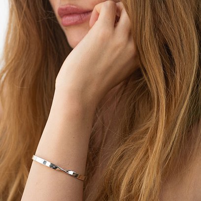 Жесткий серебряный браслет 141642 №2