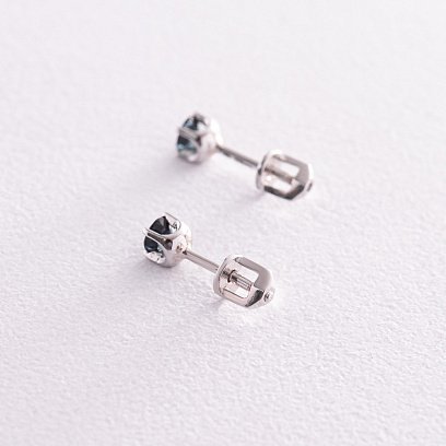 Золотые серьги - пусеты с сапфирами сб0389 №5