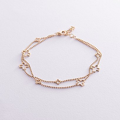 Браслет "Хрестики" у жовтому золоті б04499