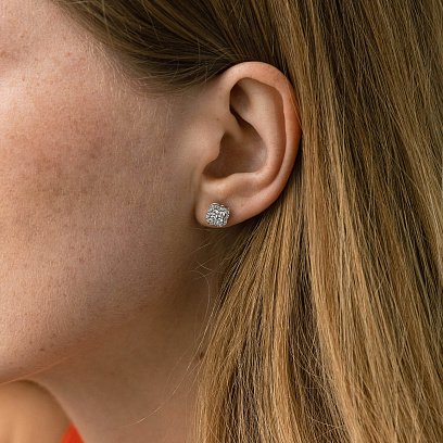 Золоті сережки - пусети "Конюшина" (діаманти) 333811121 №9